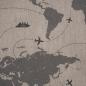 Preview: Dekostoff Leinenlook Landkarte Flugzeugrouten grau beige